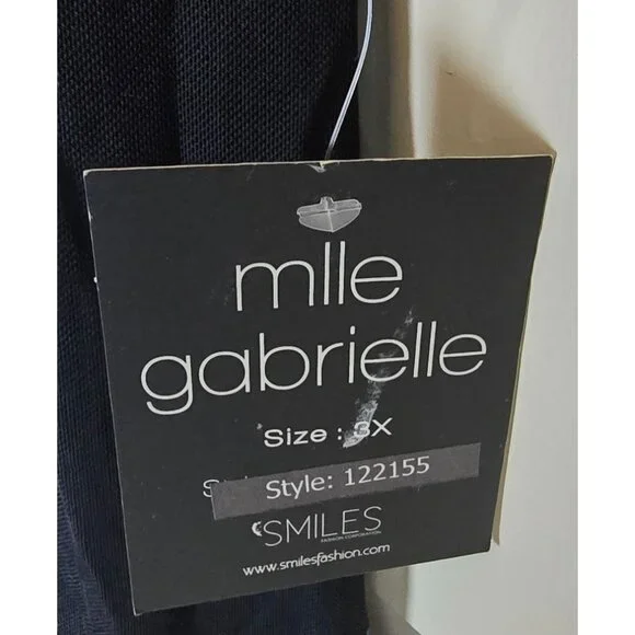 Mile Gabrielle Womens Plus Size 3X Black & Blue Floral Long Sleeve Wrap Dress - Picture 6 of 6